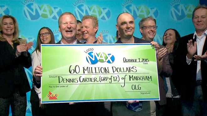 Group of 12 co-workers claim $60M Lotto Max jackpot