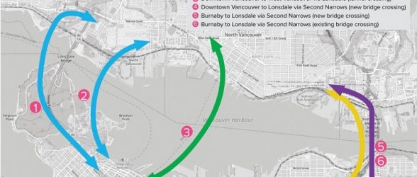 شش مسیر ترانزیت سریع بین ونکوور و نورث ونکوور در دست بررسی است